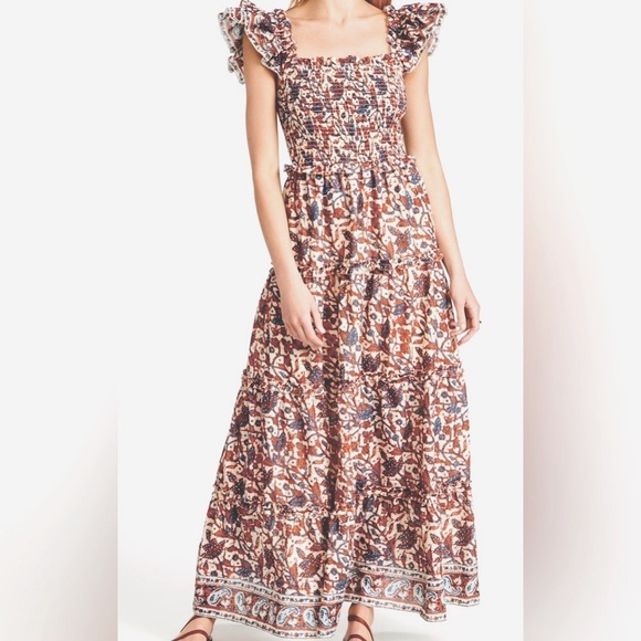 Love the Label Anthropologie smocked tiered women’s maxi dress size small - Picture 1 of 13